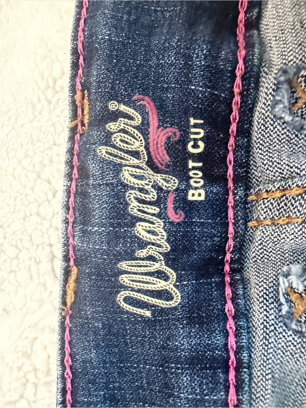 Wrangler Boot Cut Jeans with Pink Stitching - Picture 4 of 6